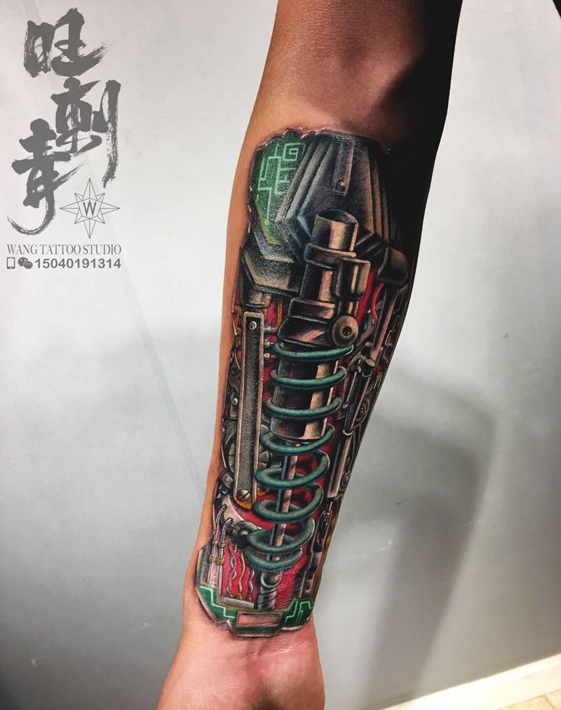 机械臂纹身图片_手臂欧美写实机械纹身图案