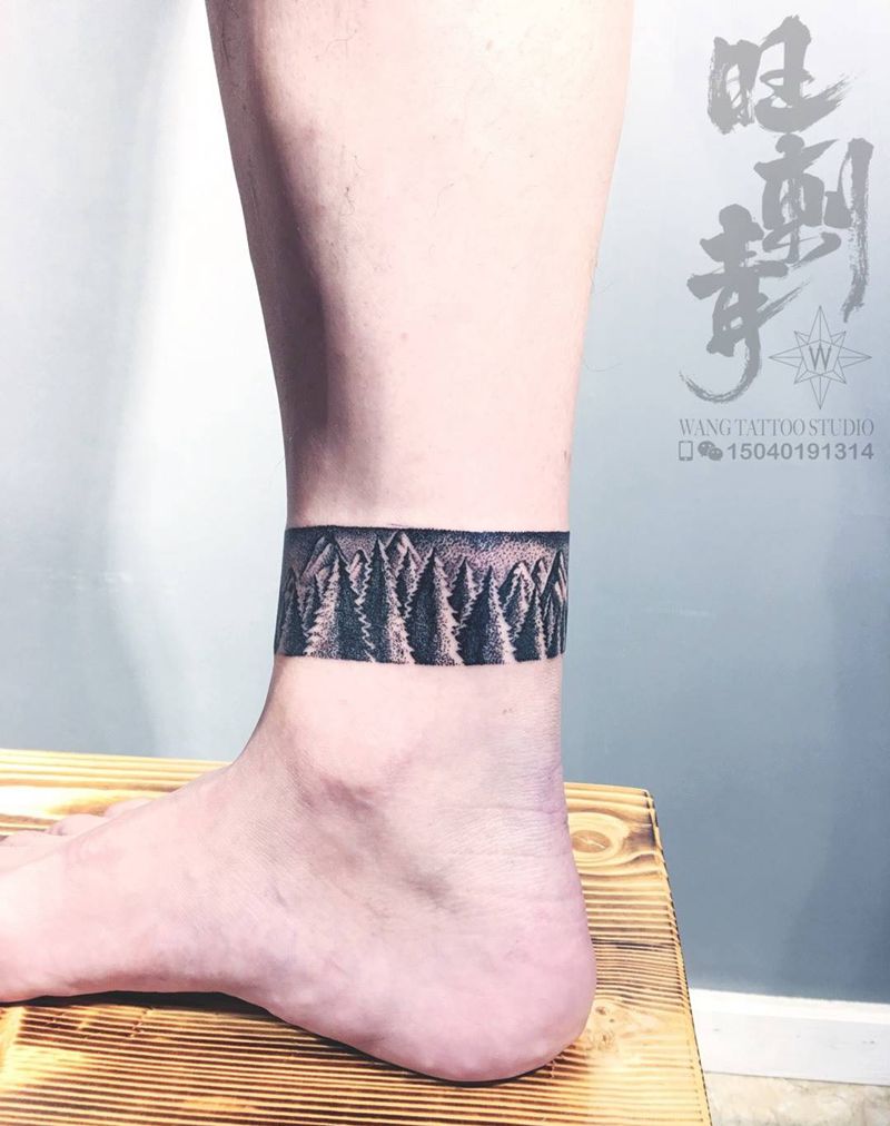 大好河山纹身图片_成品脚踝清新原创纹身图案