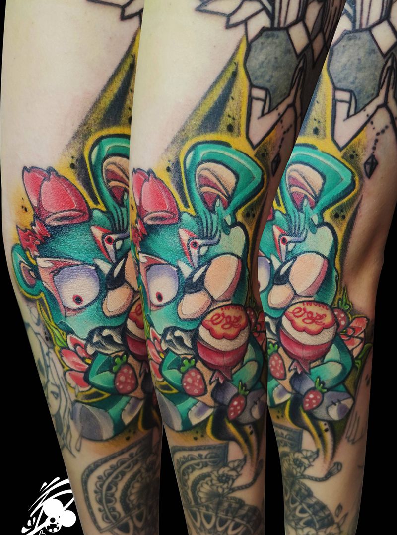 修改纹身图片_手臂New School玩具熊修改纹身图案