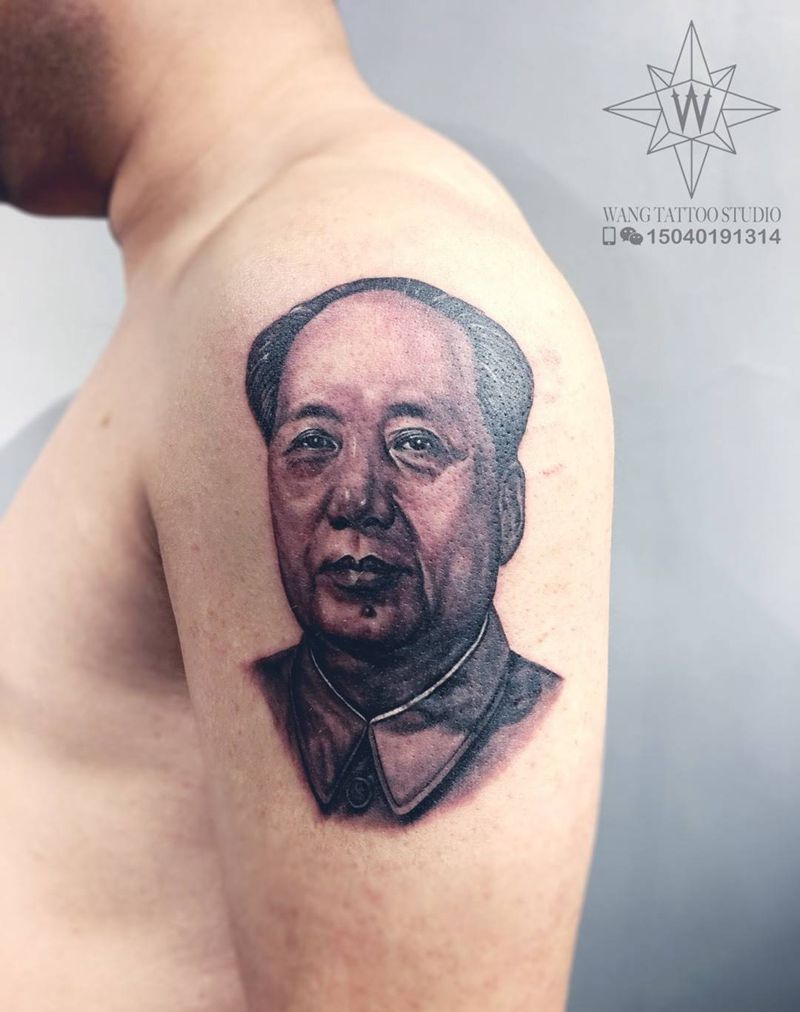 毛主席纹身图片_成品手臂肖像人物纹身图案