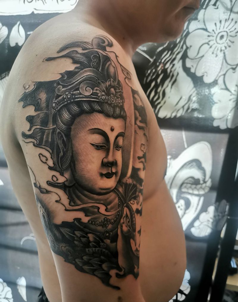 菩萨纹身图片_手臂纹身图案