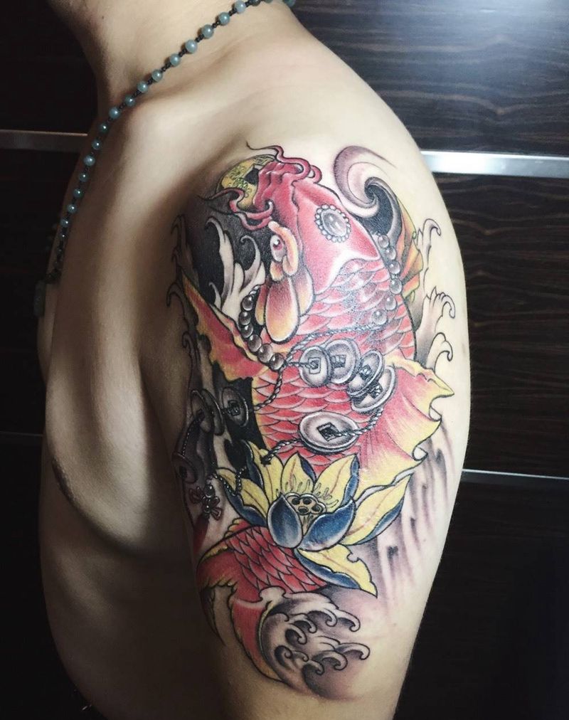 鱼纹身图片_成品手臂纹身图案