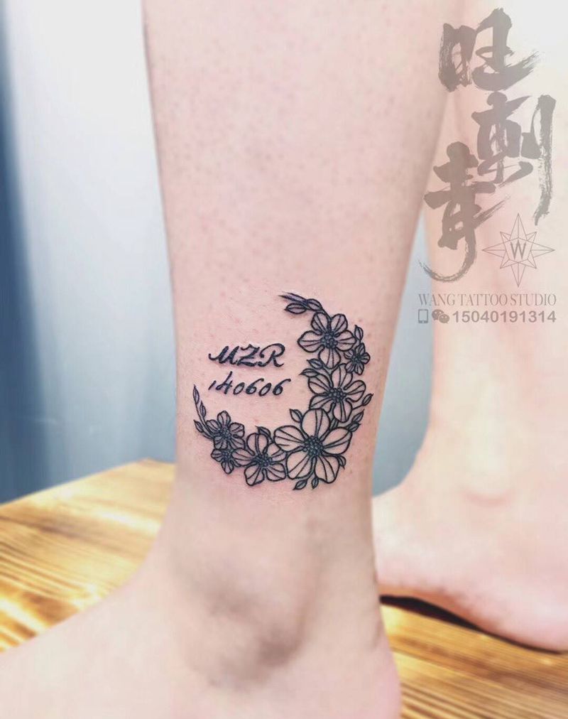 脚踝小清新纹身图片_成品脚踝欧美清新纹身图案