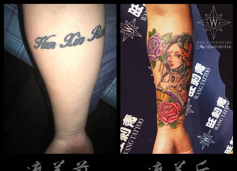 艺妓纹身图片_成品手臂传统欧美清新人物鬼神纹身图案