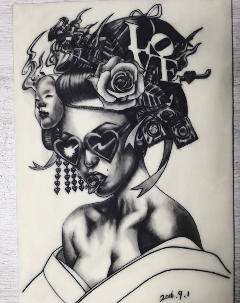 《日本艺妓》纹身图片