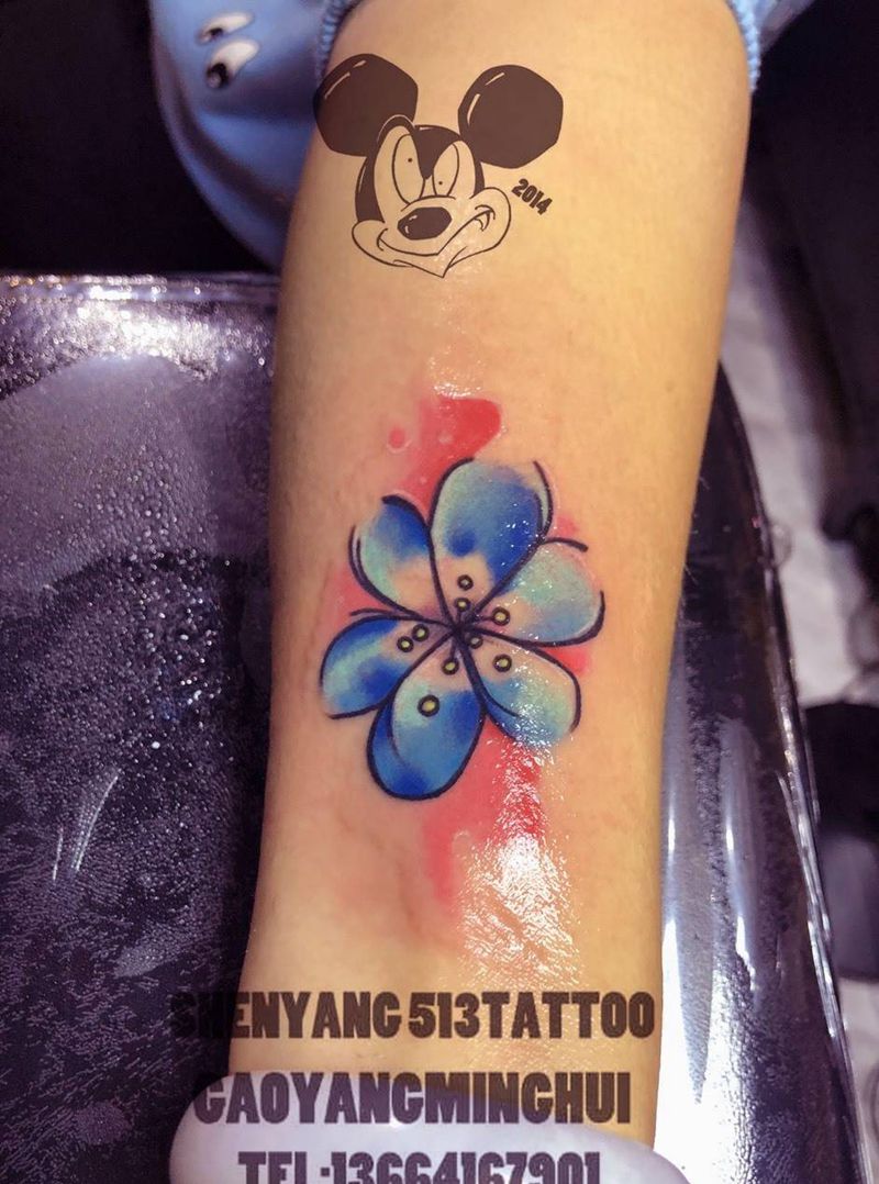 小清新手腕纹身图片_手臂水墨花水彩水墨纹身图案