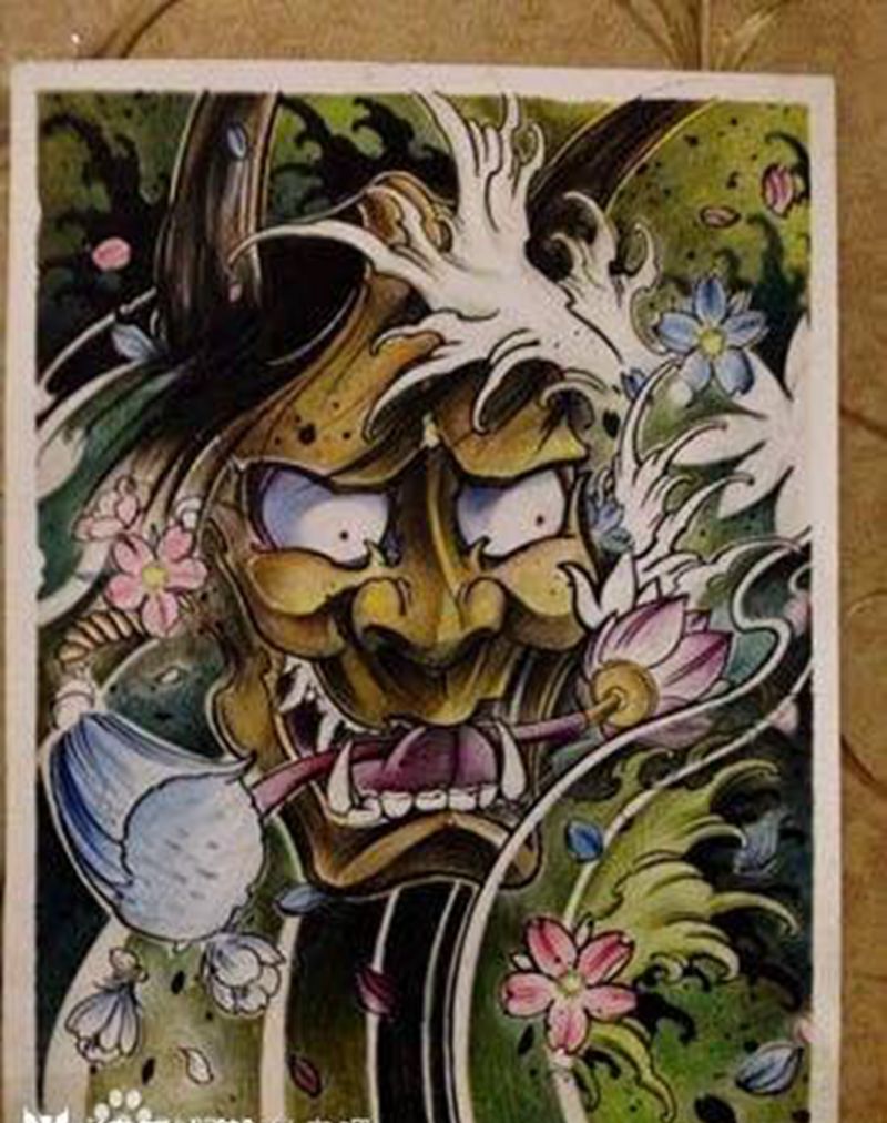 般若，喜欢的拿走纹身图片_成品手稿手部胸部肩部背部腿部欧美传统鬼神纹身图案