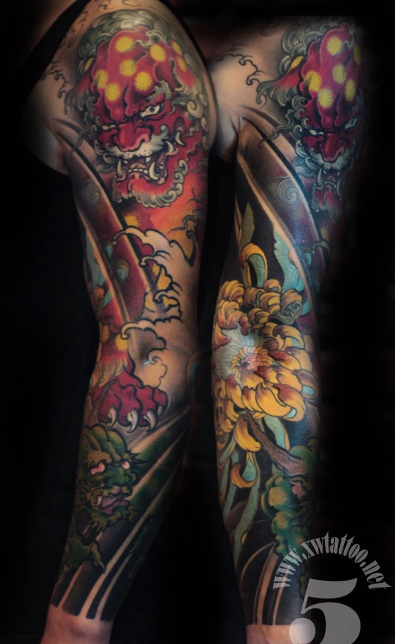 武非作品纹身图片_小伟刺青传统手臂纹身图案