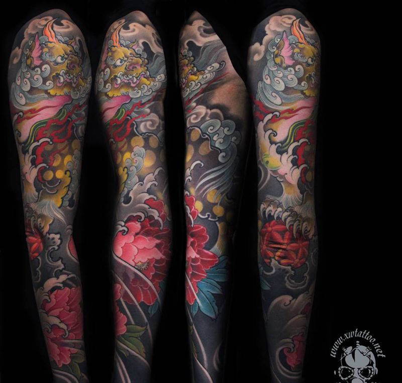 完全恢复后纹身图片_手臂新传统小伟刺青纹身图案