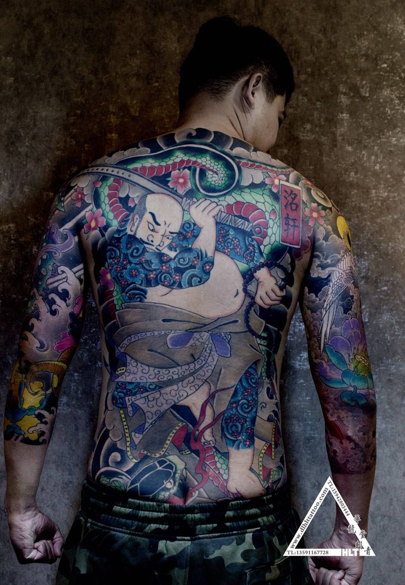 大连华龙堂刺青纹身图片_手臂背部老传统新传统纹身图案