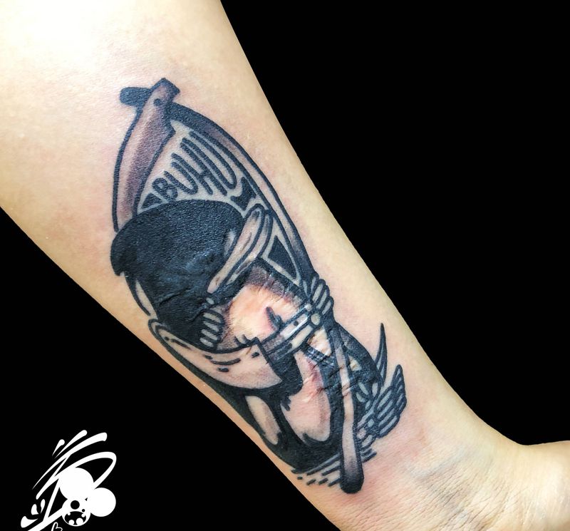 死神纹身图片_手臂New SchoolOld School死神骷髅镰刀纹身图案
