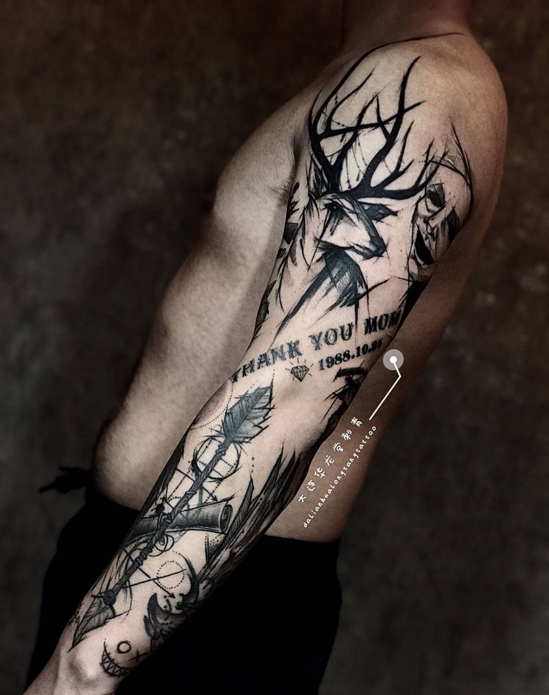 大连华龙堂刺青纹身图片_手臂纹身图案