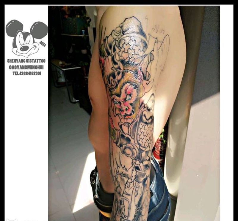 悟空花臂未完成纹身图片_手臂传统动物静物鬼神宗教成品纹身图案