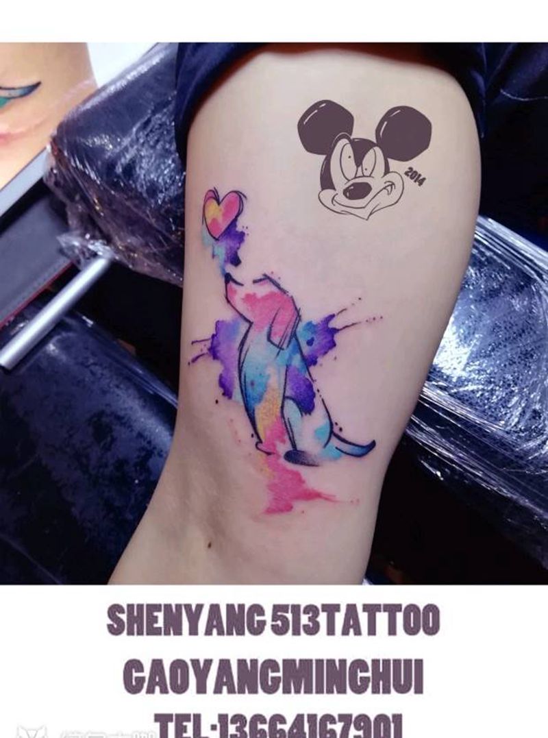 水彩纹身图片_手臂清新动物成品纹身图案