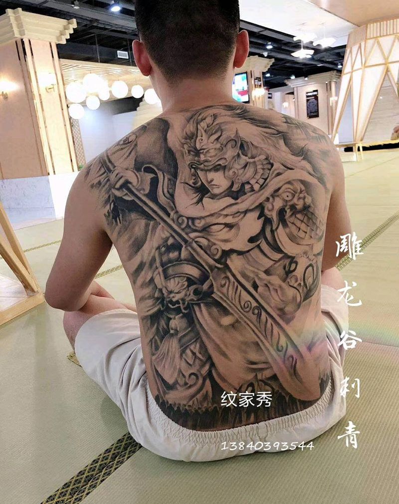长胜将军赵子龙纹身图片_背部纹身图案