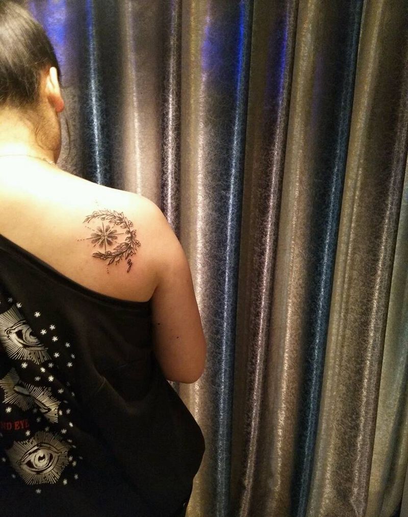 小清新纹身图片_肩部欧美清新贴纸原创成品纹身图案