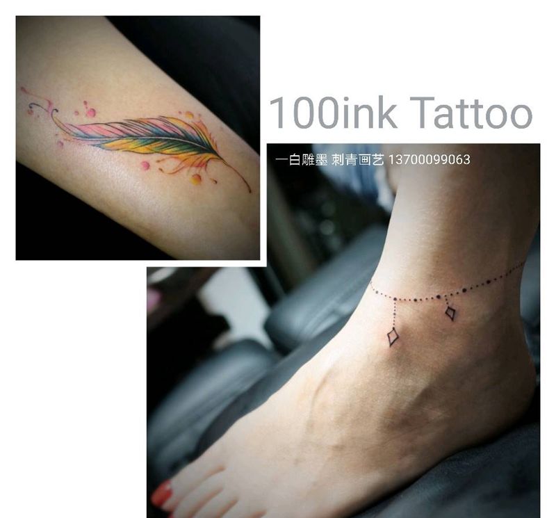 脚踝纹身图片_脚部清新成品纹身图案