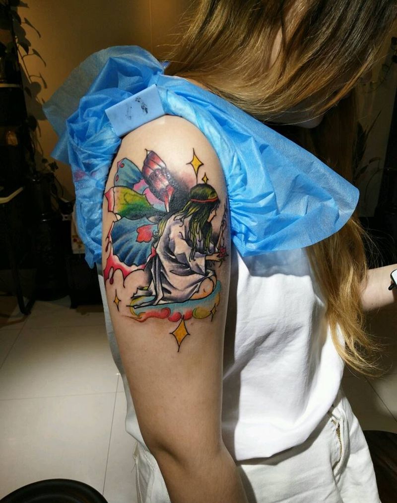 修改失败纹身纹身图片_手臂欧美清新人物鬼神原创成品纹身图案