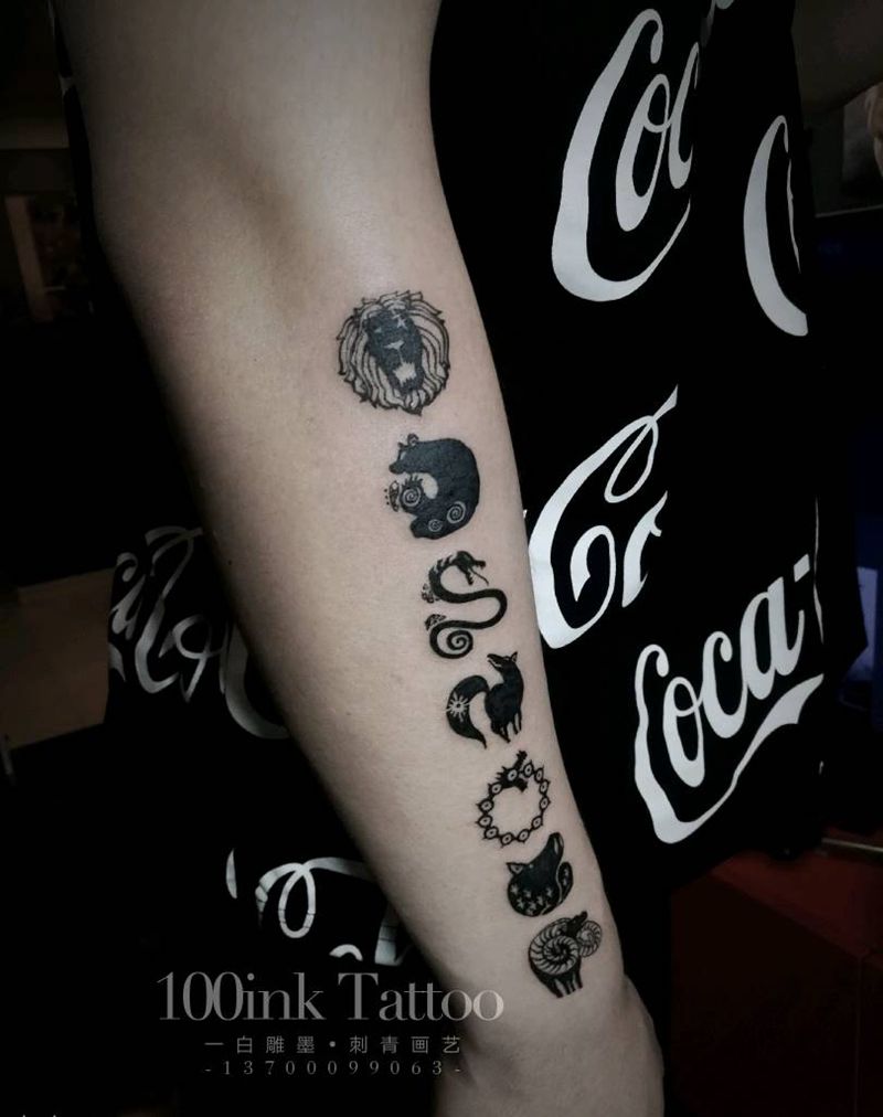 七宗罪纹身图片_手臂图腾动物纹身图案