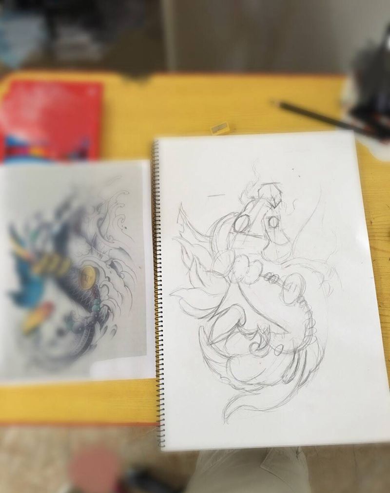 《鲤鱼手稿》纹身图片_手稿传统纹身图案