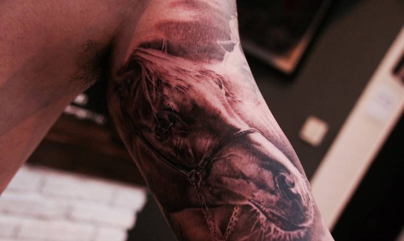 欧美花臂-森纹身图片_小伟刺青人物动物静物写实欧美手臂成品纹身图案