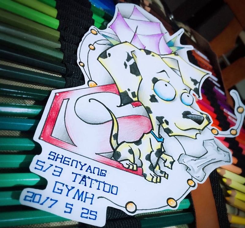 new school纹身图片_手稿插画欧美清新贴纸几何动物人物原创情侣纹身图案