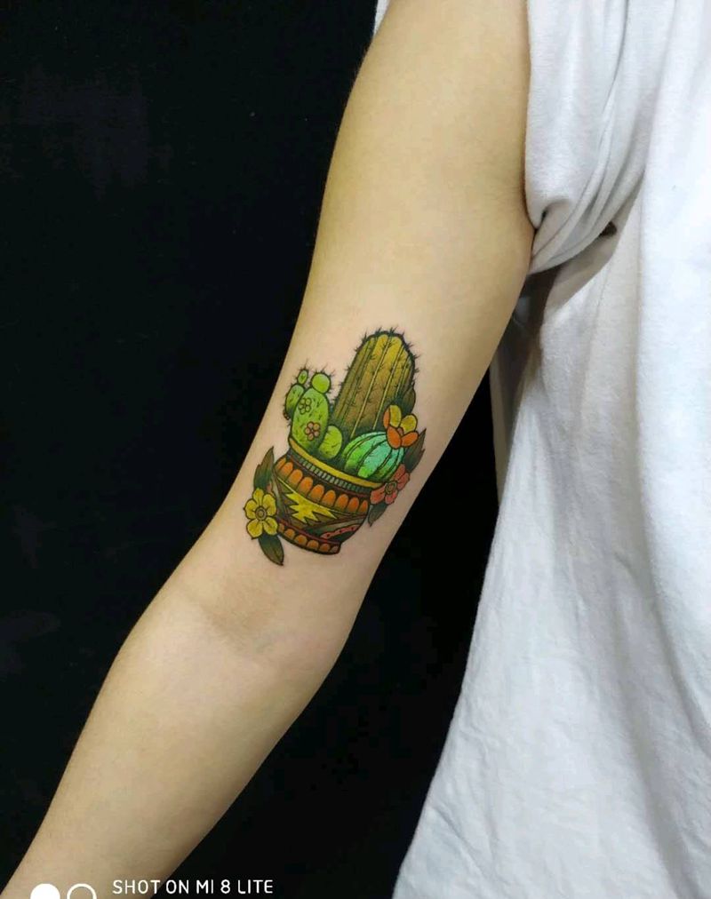 仙人掌纹身图片_手臂New School纹身图案