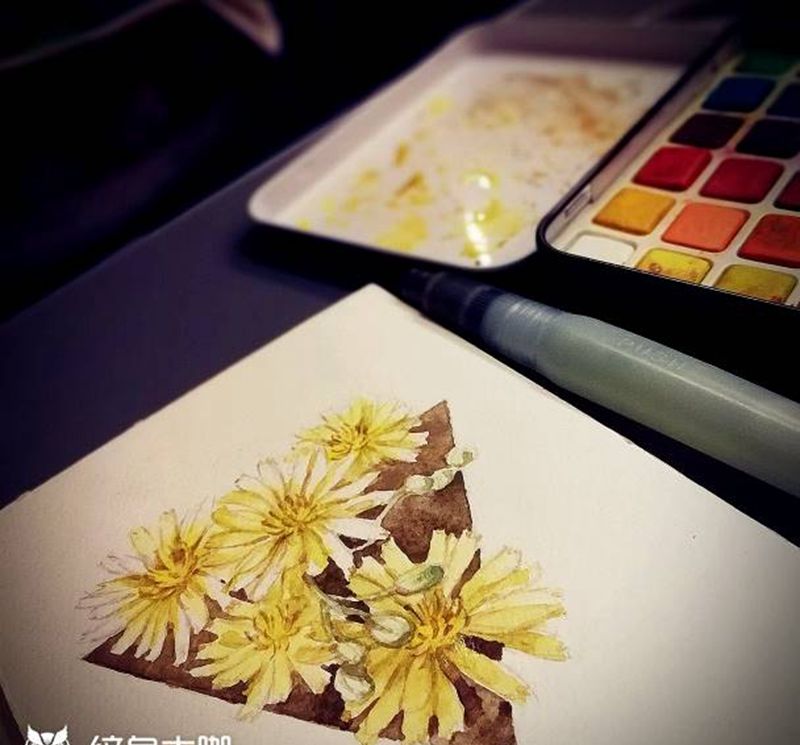 手绘花纹身图片_清新植物原创手稿纹身图案