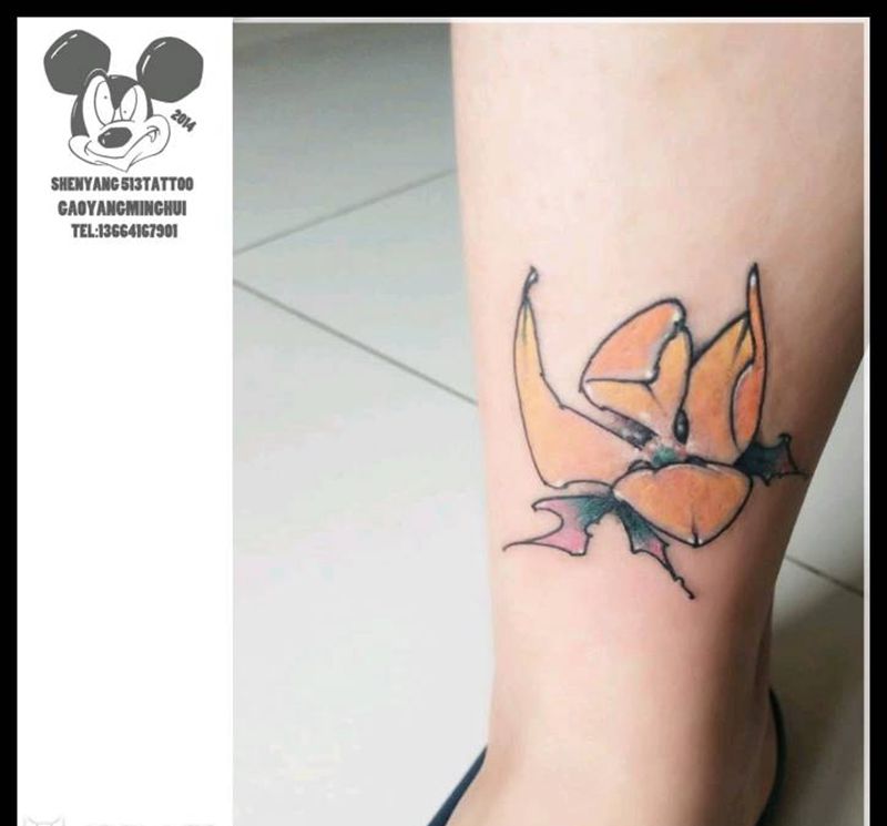 遮盖作品纹身图片_腿部欧美清新植物原创成品纹身图案