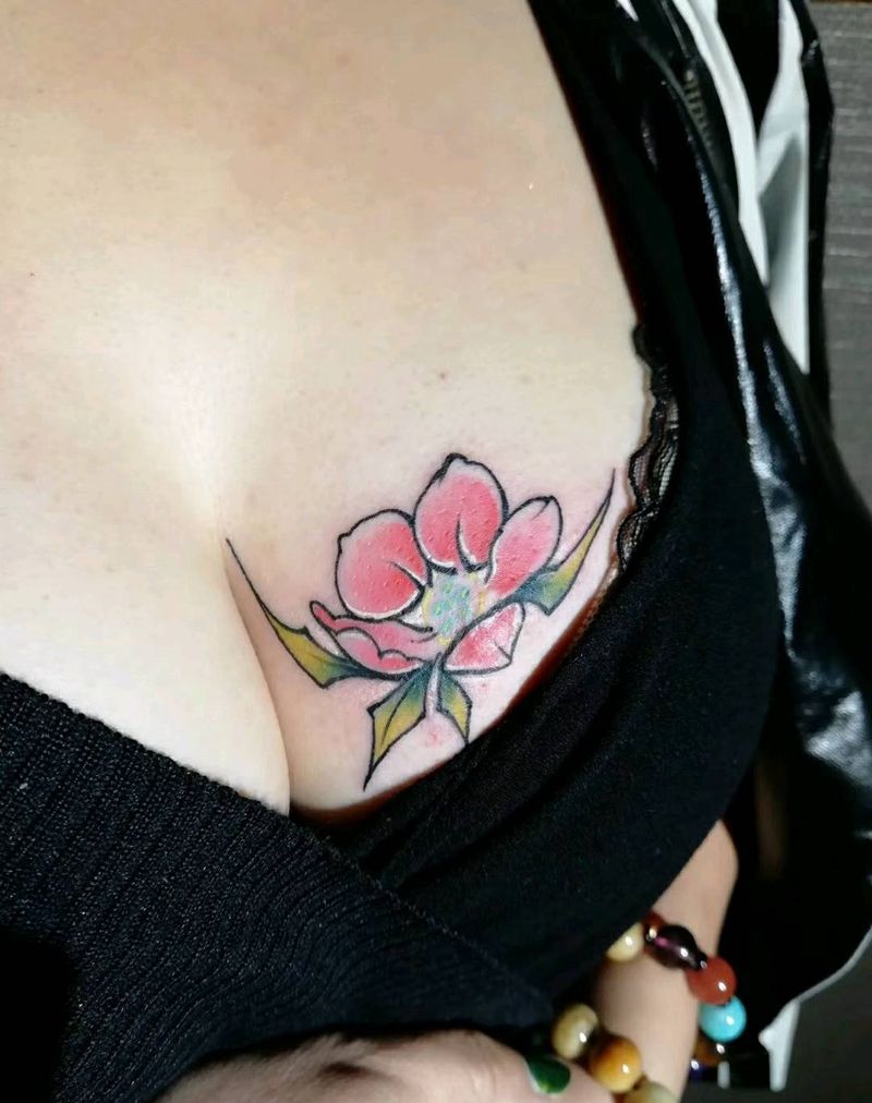 原创遮盖纹身图片_胸部欧美清新植物原创成品纹身图案