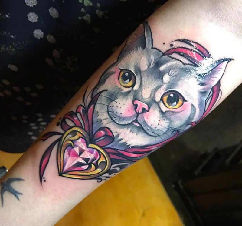 喵纹身图片_小伟刺青动物成品纹身图案