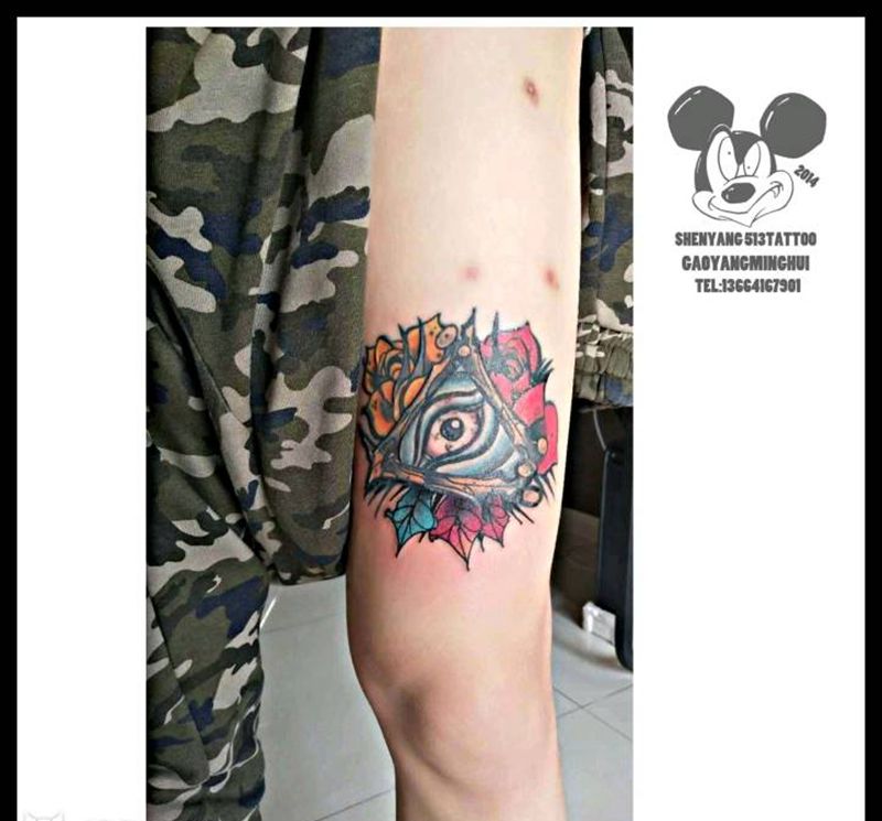 遮盖作品纹身图片_腿部欧美植物成品纹身图案