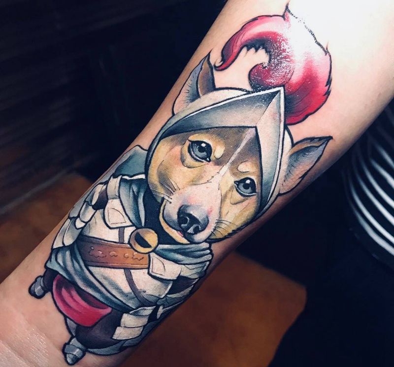 柯基大将军纹身图片_小伟刺青动物纹身图案