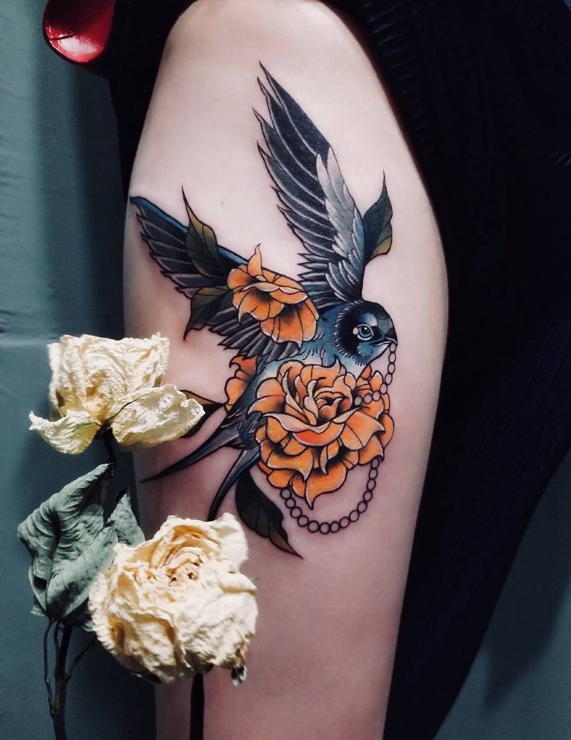 私人订制系列纹身图片_腿部New School小伟刺青纹身图案