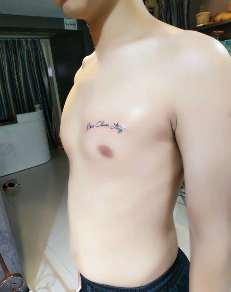 小清新英文纹身图片_胸部清新字符原创成品纹身图案