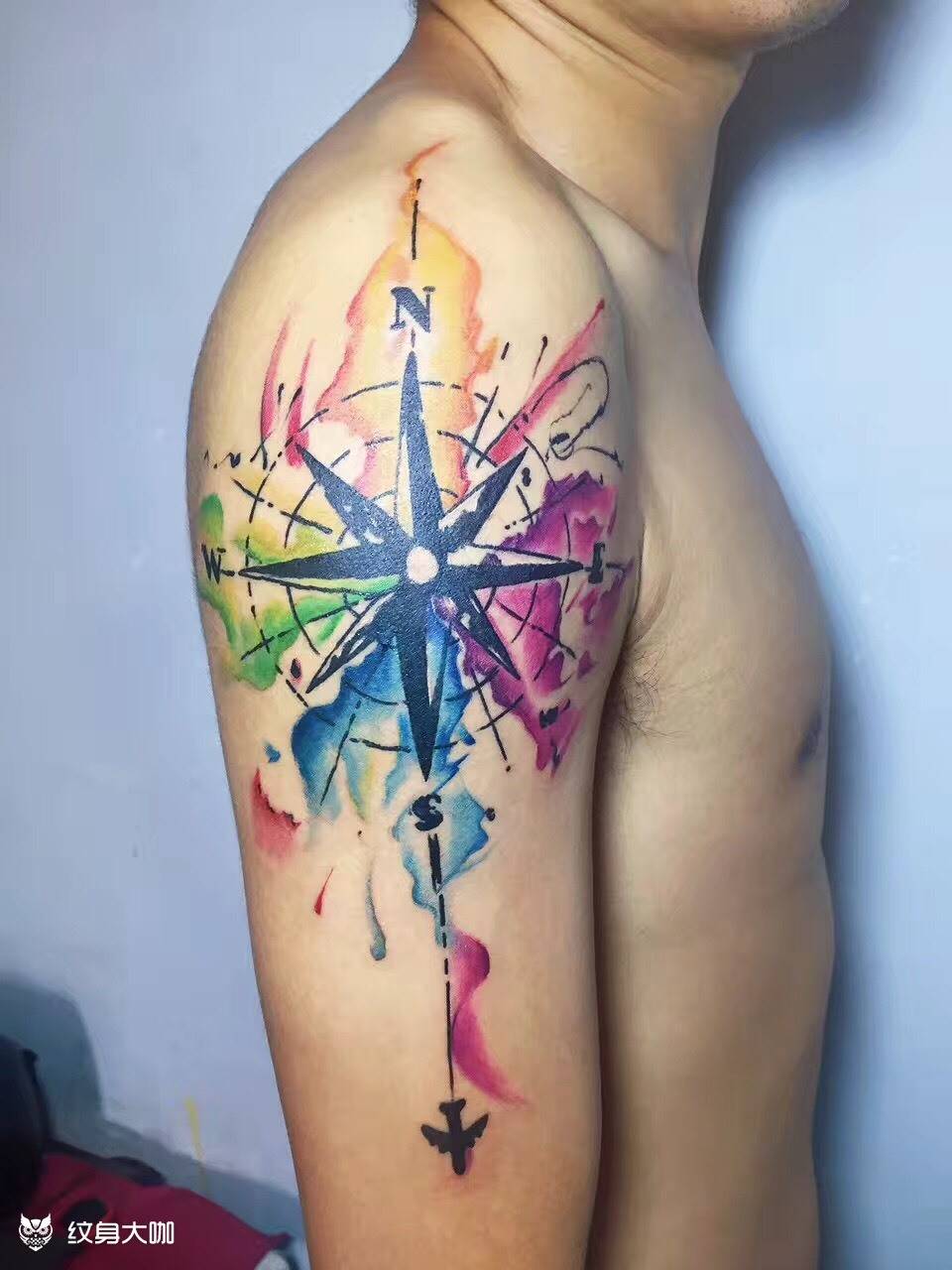 指南针纹身图片