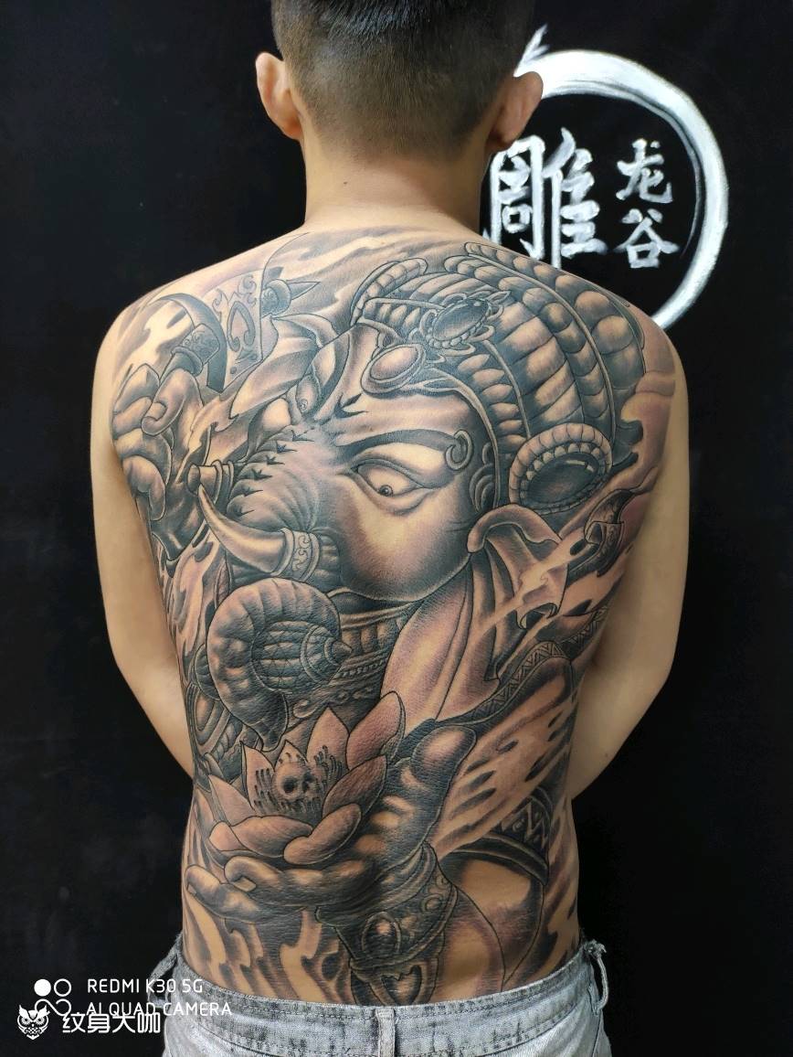 经典象神纹身图片_新传统纹身图案