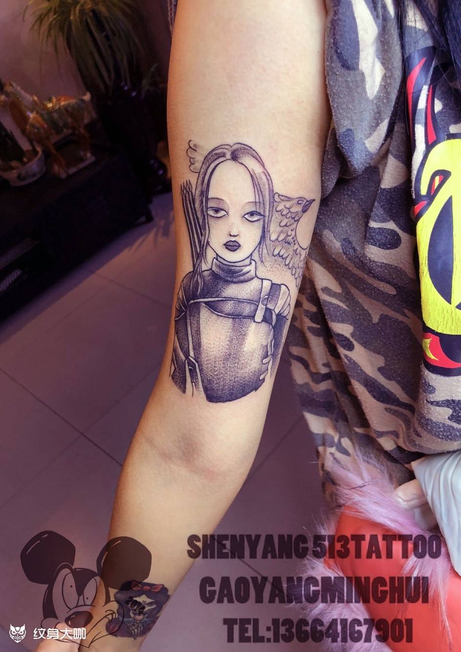 动漫纹身图片_手臂点刺动漫人物点刺纹身图案