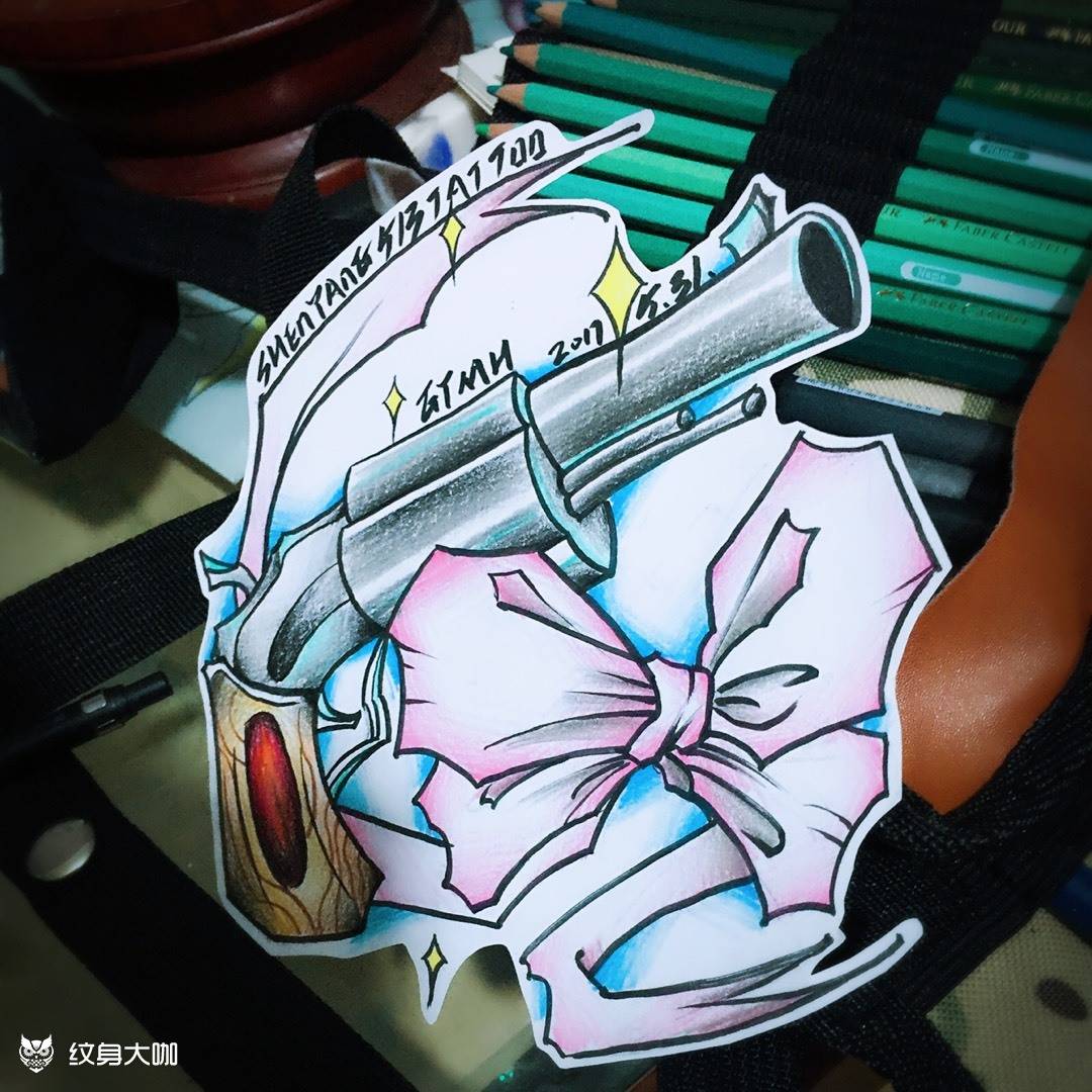 原创纹身图片_手稿插画欧美清新贴纸几何静物原创纹身图案