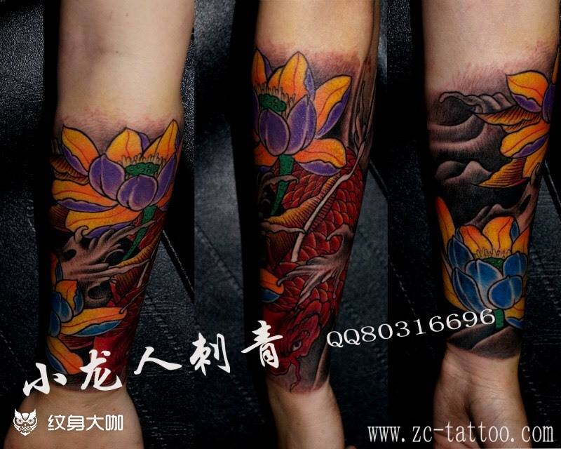 鲤鱼纹身图片_成品手臂肩部传统动物原创图腾欧美脚部臀部纹身图案