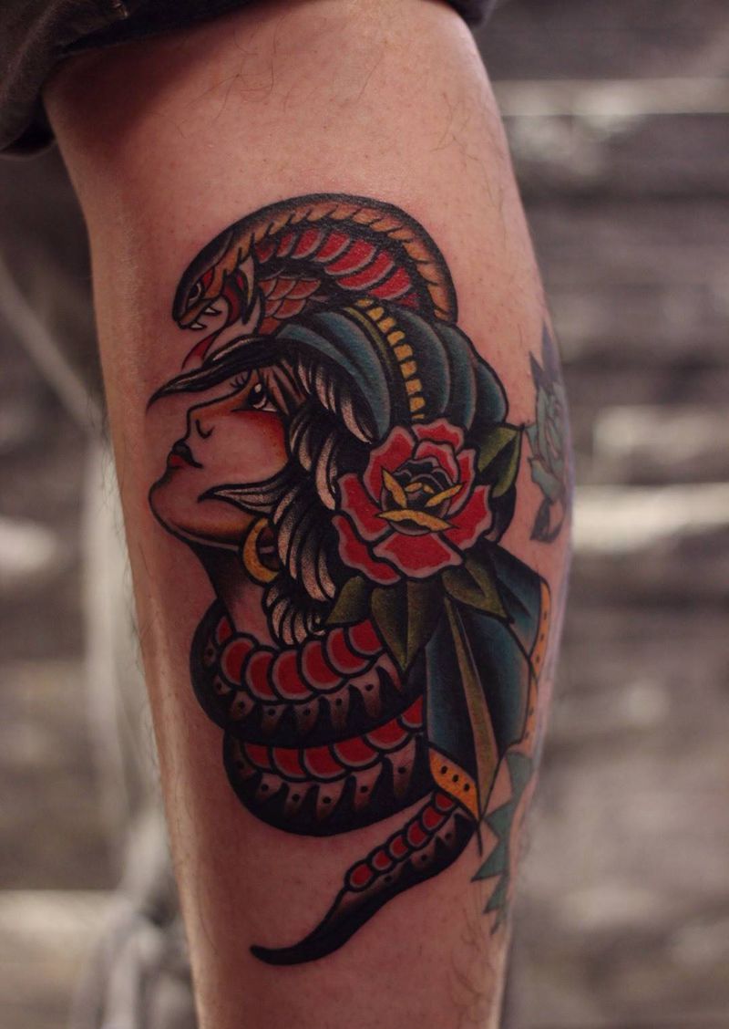 old school 女郎纹身图片_腿部Old School纹身图案