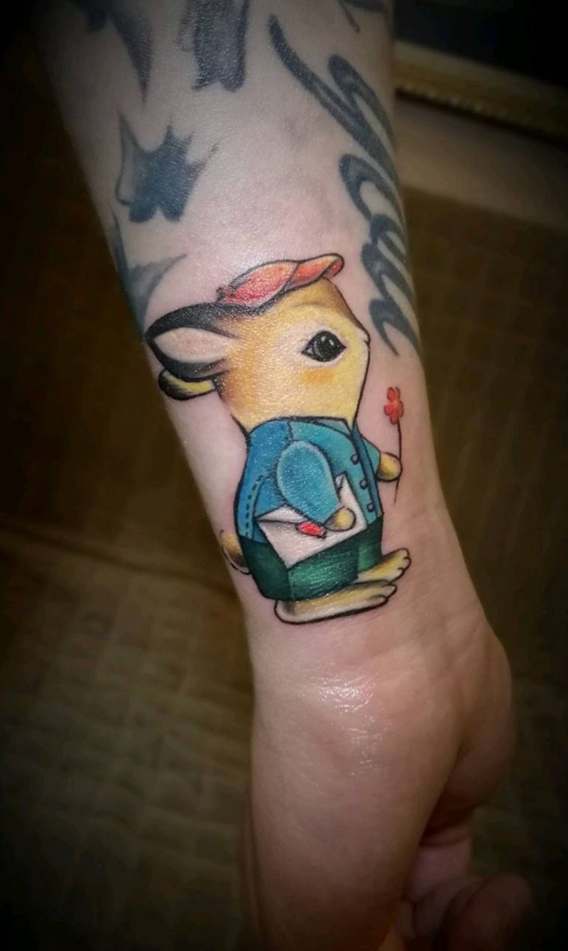 萌兔纹身图片_手臂欧美动物成品纹身图案