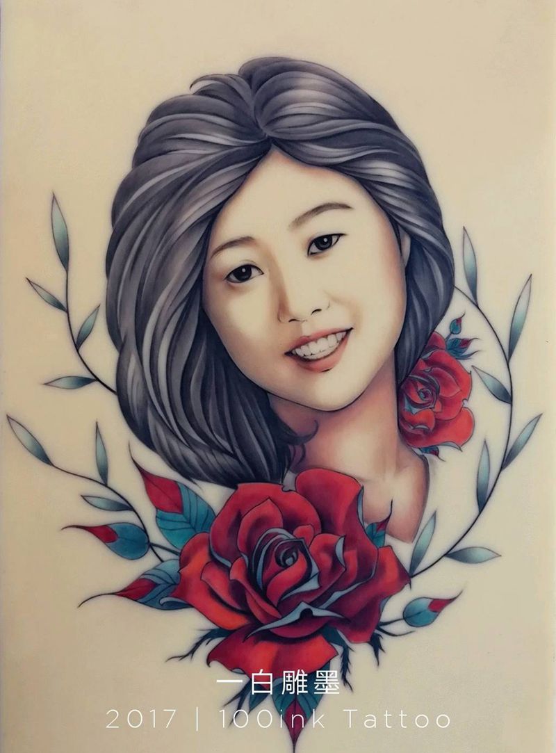 妈妈的花样年华纹身图片_肖像人物原创手稿纹身图案