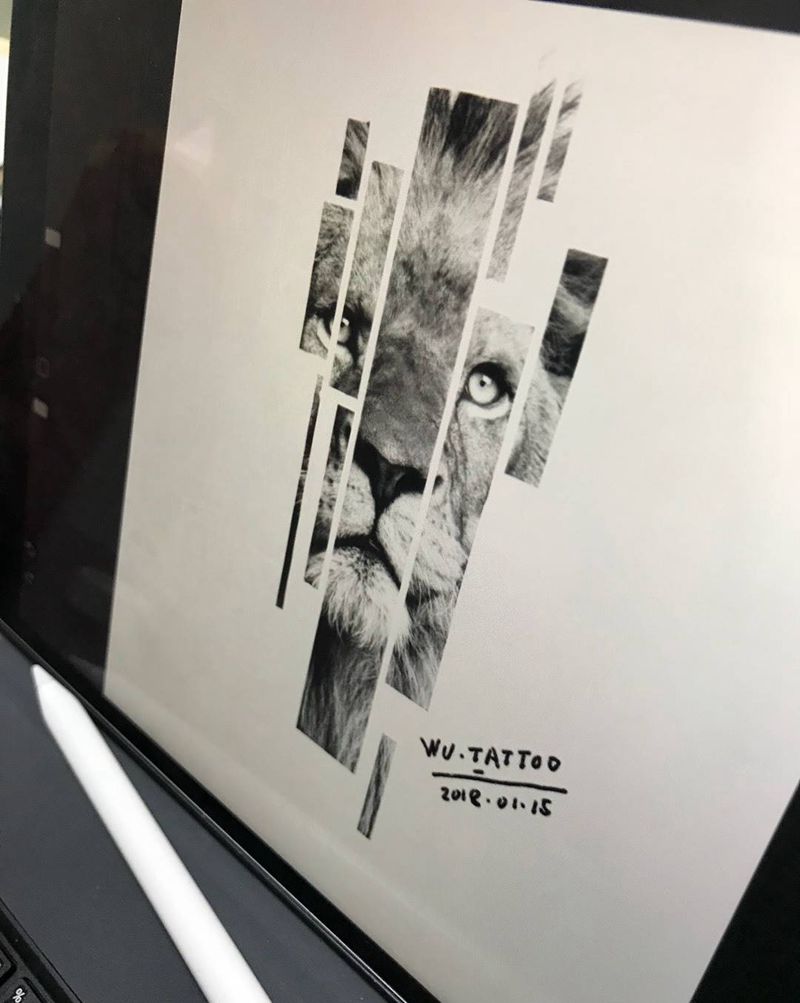 ◆  原创欧美几何写实手稿纹身图片_腿部手臂欧美几何手稿插画纹身图案