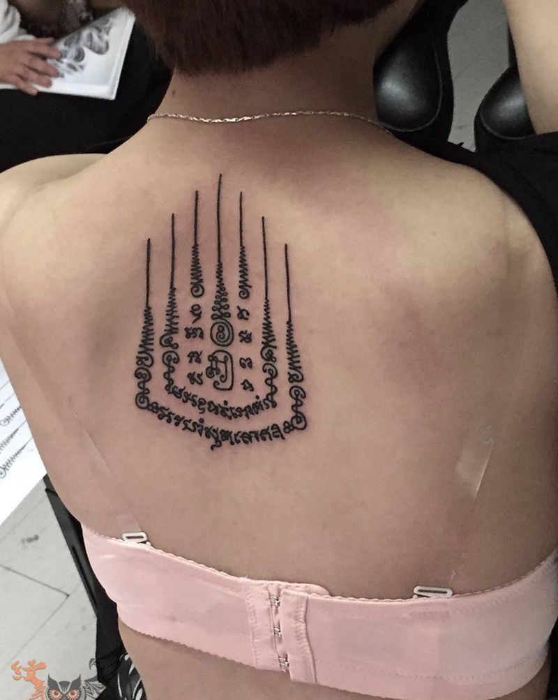 经文纹身纹身图片_传统宗教图腾字符肩部背部手臂脚部纹身图案