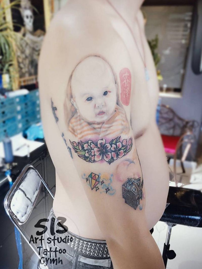 拼接花臂纹身图片