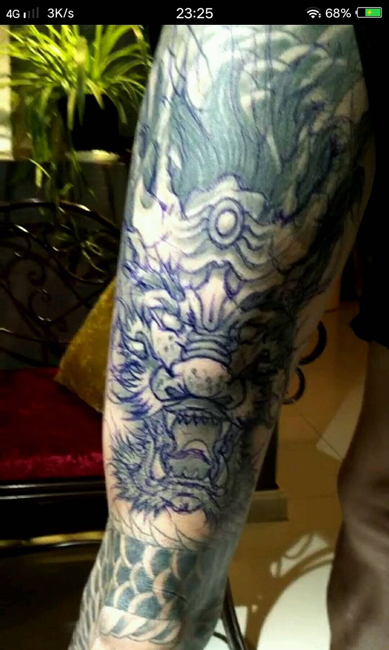 宇宙级修改＋遮盖纹身图片_腿部传统动物鬼神原创成品纹身图案