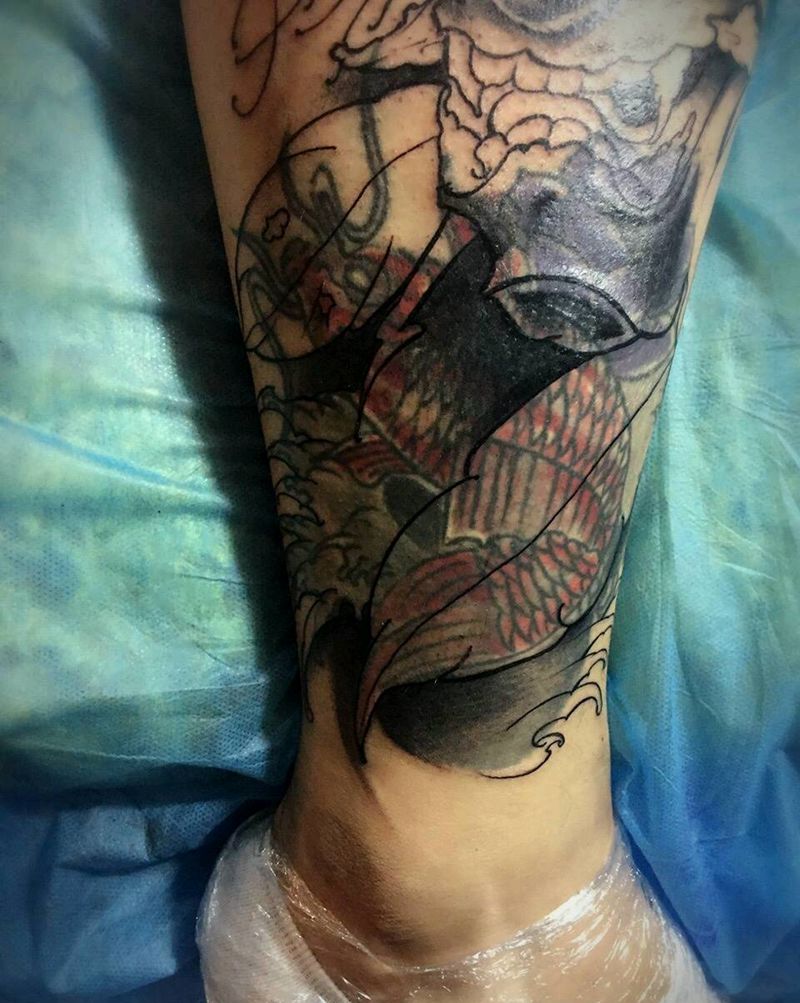 遮盖作品纹身图片_传统清新植物鬼神原创成品纹身图案