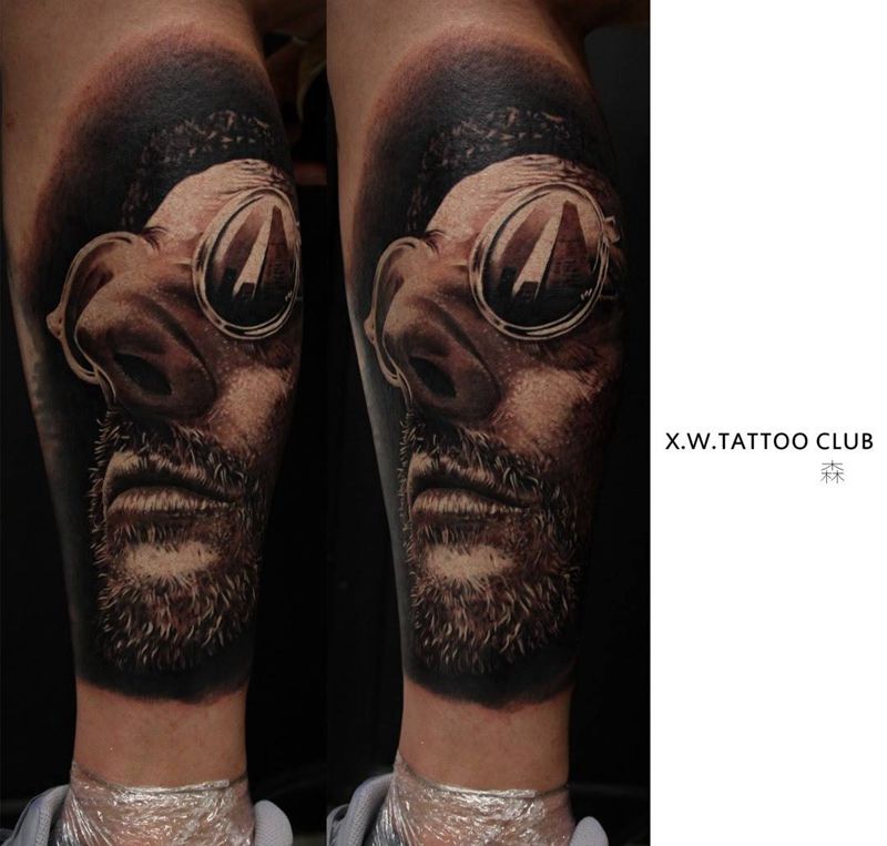 雷诺纹身图片_小伟刺青人物写实成品纹身图案