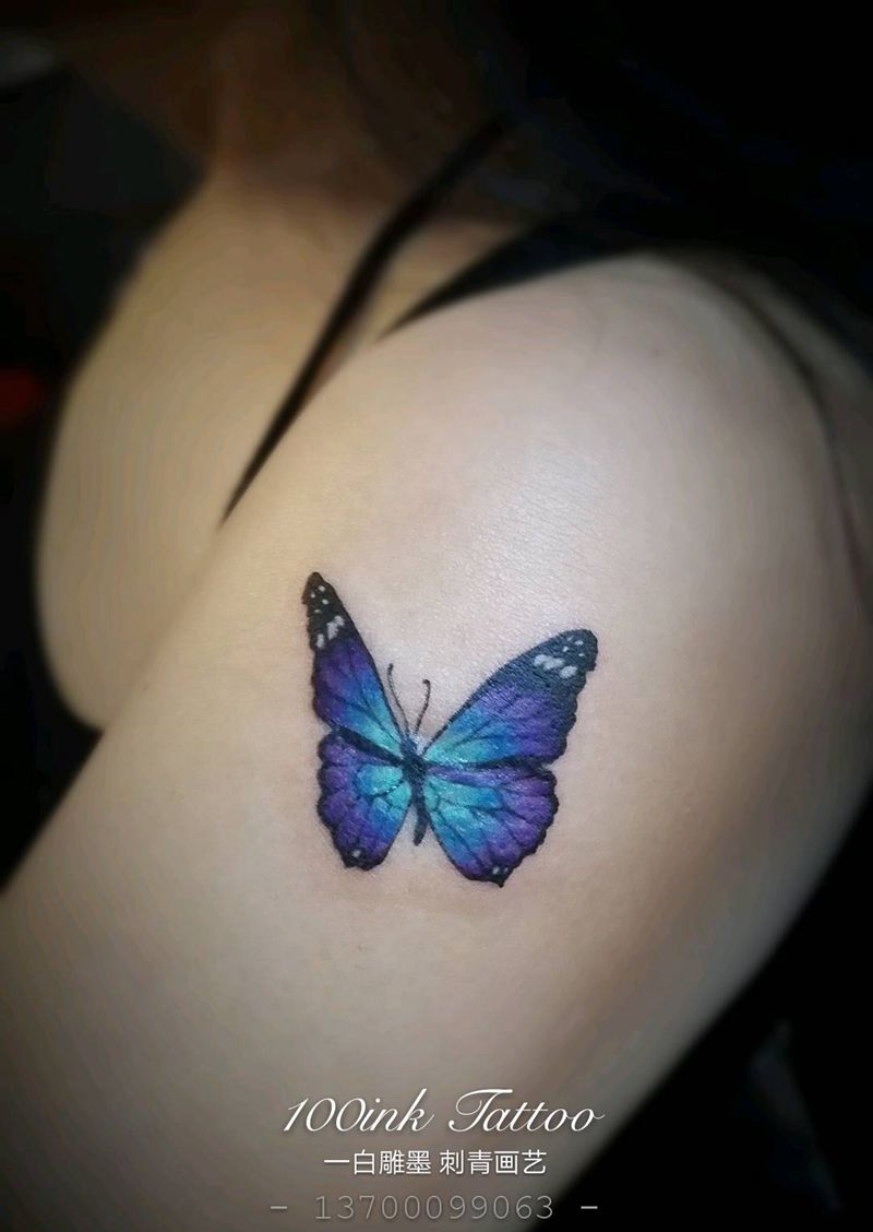 蝴蝶纹身图片_手臂动物成品纹身图案